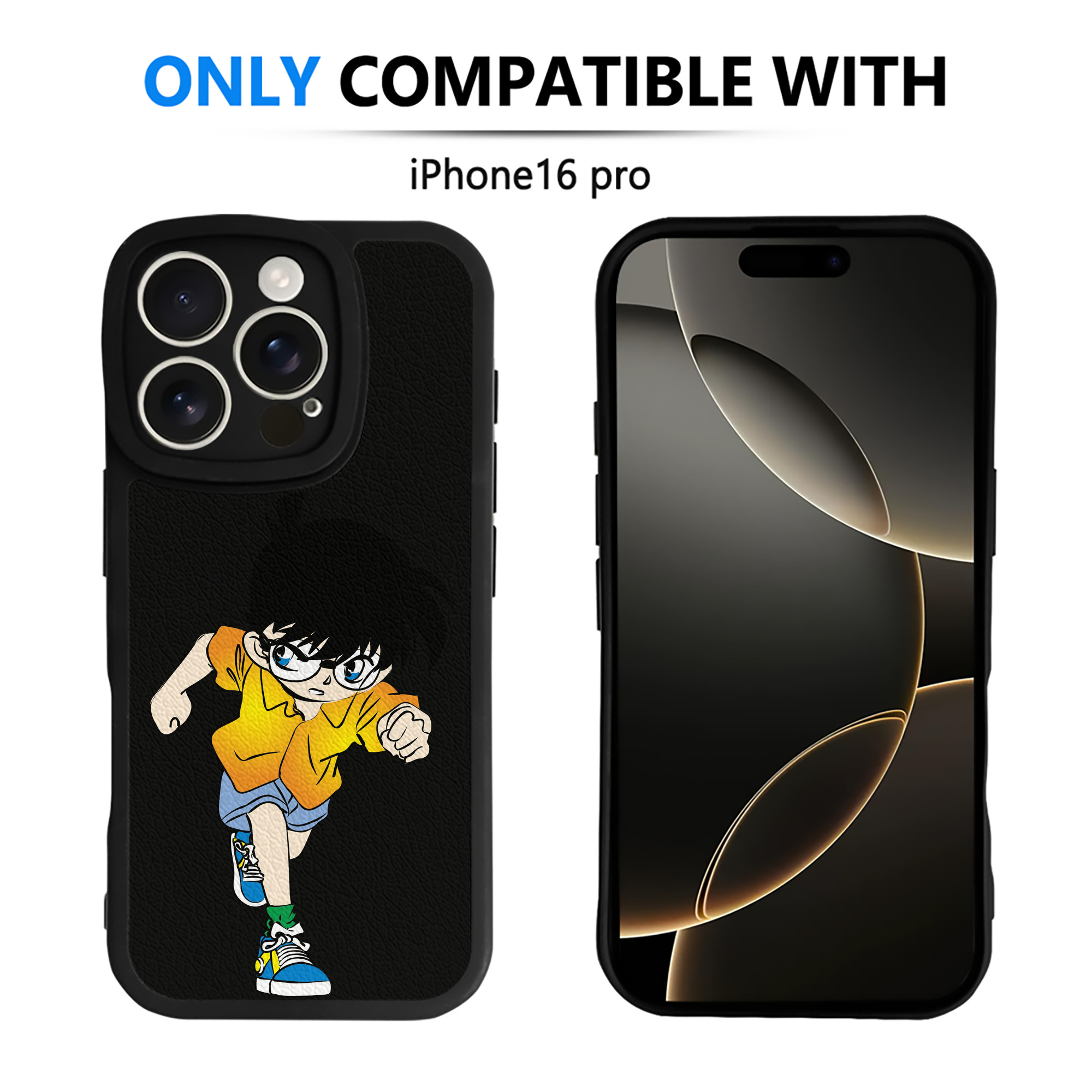 （画像用） 名探偵コナン 江戸川 コナン Detective Conan Conan Edogawa 【iPhone 16シリーズ対応】シリコンスマホケース（レザー調） 材質：シリコン